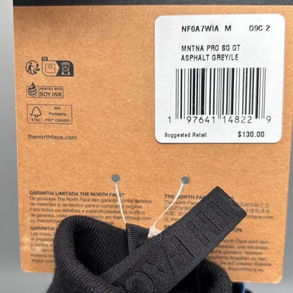 The‎ North Face Montana Pro SG GTX Gore-tex Asphalt Grey Gloves Men's Sz Med NWT